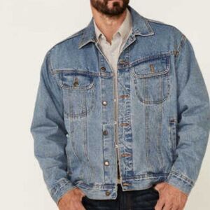 Vintage Wrangler Authentic Western Denim Trucker Jacket Size XL